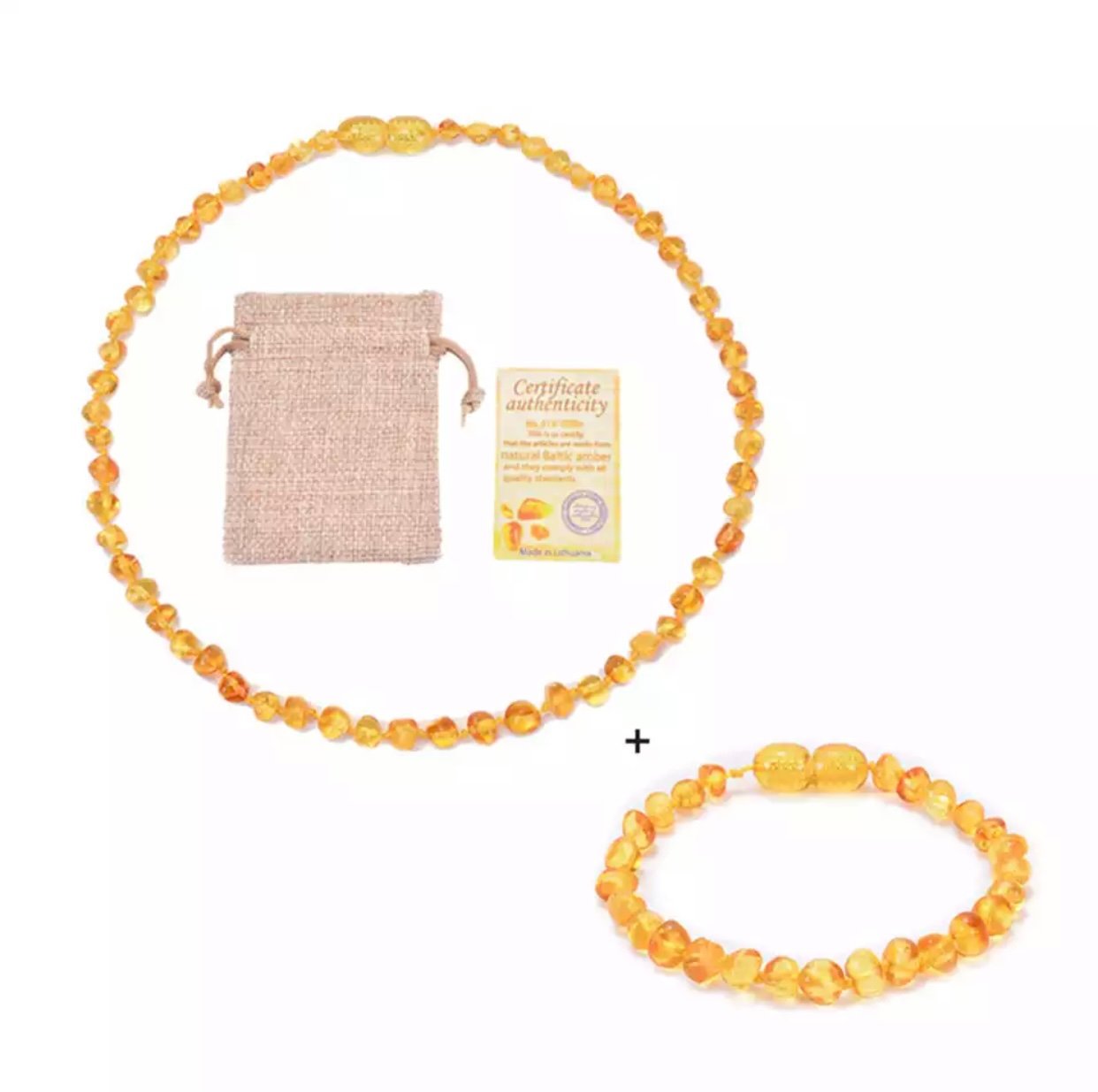 Collier d’ambre + bracelet d’ambre Lemon